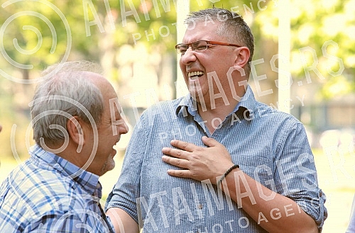 In front of the building of the Third Basic Public Prosecutor's Office, a press conference of the Oslobodjenje movement due to the summons for questioning of a former member of the UKP MUP of Serbia, Milan Dumanovic.Ispred zgrade Treceg osnovnog ja