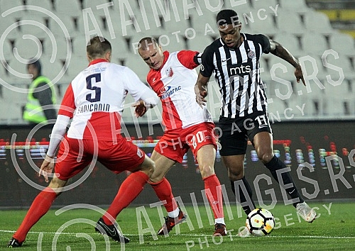 Football match of 15th round of Serbian Sure league between FK Partizan and FK Vojvodina held on stadium Partizan.Fudbalska utakmica 15 kola Superlige Srbije izmedju FK Partizan i FK Vojvodina odigrana na stadionu Partizana.