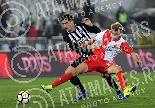 Football match of 15th round of Serbian Sure league between FK Partizan and FK Vojvodina held on stadium Partizan.Fudbalska utakmica 15 kola Superlige Srbije izmedju FK Partizan i FK Vojvodina odigrana na stadionu Partizana.