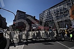 A gathering of market vendors protesting against e-fiscalization in Serbian markets marched in front of the Usca shopping mall, and then protesters marched towards Zeleni venac and Terazije tunnel, then to Makednoska Street and the RTS building, from