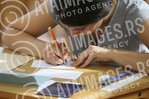 Passing the final exam in mathematics - a small graduation in elementary school Sveti Sava.Polaganje zavrsnog ispita iz matematike - mala matura u Osnovnoj skoli Sveti Sava.