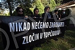 Women in black on the occasion of the 17th anniversary of the murder of soldiers Drazen Milovanovic and Dragan Jakovljevic organized a commemorative gathering in black and silent in front of the Karas barracks in Topcider.Zene u crnom povodom 17. g