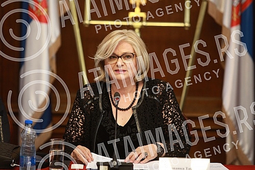 The Governor of the National Bank of Serbia, Jorgovanka Tabakovic, held a press conference in the building of the National Bank of Serbia.Guverner Narodne banke Srbije Jorgovanka Tabakovic odrzala je konferenciju za medije u zgradi Narodne banke Sr