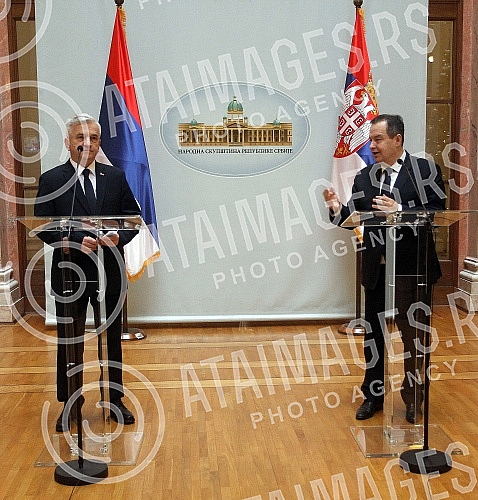 The president of the Assembly of Serbia Ivica Dacic met with the president of the National assembly of the Republika Srpska Nedeljko Cubrilovic in the House of the National assembly.Predsednik Skupstine Srbije Ivica Dacic sastao sa predsednikom Nar