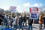 Freelancers protest against the proposal to amend the Law on personal income tax, which was adopted by the Government in front of the National assembly of Serbia.Protest frilensera zbog predloga za izmenu Zakona o porezu na dohodak gradjana koji je