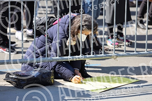 Freelancers protest against the proposal to amend the Law on personal income tax, which was adopted by the Government in front of the National assembly of Serbia.Protest frilensera zbog predloga za izmenu Zakona o porezu na dohodak gradjana koji je
