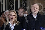 Press conference of the President of the Party of Freedom and Justice Dragan Djilas and the President of the Belgrade City Board of the Party of Freedom and Justice Mile Popovic in front of the National Assembly building (Kralja Milana 14) where the 