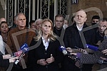 Press conference of the President of the Party of Freedom and Justice Dragan Djilas and the President of the Belgrade City Board of the Party of Freedom and Justice Mile Popovic in front of the National Assembly building (Kralja Milana 14) where the 