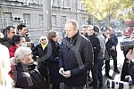 Press conference of the President of the Party of Freedom and Justice Dragan Djilas and the President of the Belgrade City Board of the Party of Freedom and Justice Mile Popovic in front of the National Assembly building (Kralja Milana 14) where the 