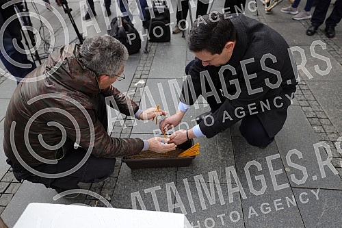 In Knez Mihailova Street, near the Russian Tsar restaurant, a press conference was held by the president of the movement 