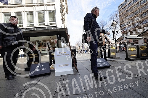 In Knez Mihailova Street, near the Russian Tsar restaurant, a press conference was held by the president of the movement 