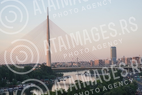 View of Belgrade from the terrace of the Ada Mall.Pogled na Beograd sa terase trznog centra Ada Mall.