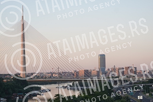 View of Belgrade from the terrace of the Ada Mall.Pogled na Beograd sa terase trznog centra Ada Mall.
