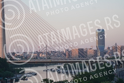 View of Belgrade from the terrace of the Ada Mall.Pogled na Beograd sa terase trznog centra Ada Mall.