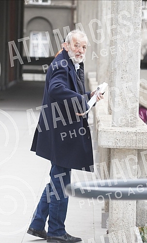 Director Miroslav Mika Aleksic is leaving the Palace of Justice. Reziser Miroslav Mika Aleksic izlazi iz Palate pravde.  