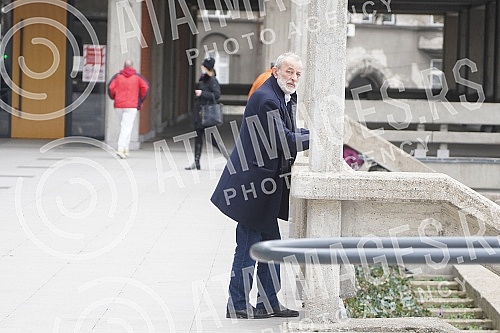 Director Miroslav Mika Aleksic is leaving the Palace of Justice. Reziser Miroslav Mika Aleksic izlazi iz Palate pravde.  