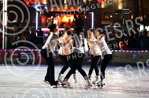 Open outdoors skating rink at Nikola Pasic Square.Otvoreno klizaliste na otvorenom na Trgu Nikole Pasica. 