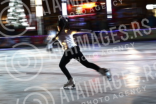 Open outdoors skating rink at Nikola Pasic Square.Otvoreno klizaliste na otvorenom na Trgu Nikole Pasica. 