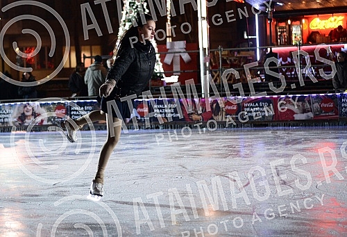 Open outdoors skating rink at Nikola Pasic Square.Otvoreno klizaliste na otvorenom na Trgu Nikole Pasica. 