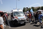 Workers of Kragujevac's Fiat blocked the highway near the Sava Center in Belgrade, as they announced because even after several rounds of negotiations they did not reach a solution with the Government of Serbia and the company on guarantees that ther