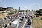 Workers of Kragujevac's Fiat blocked the highway near the Sava Center in Belgrade, as they announced because even after several rounds of negotiations they did not reach a solution with the Government of Serbia and the company on guarantees that ther
