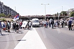 Workers of Kragujevac's Fiat blocked the highway near the Sava Center in Belgrade, as they announced because even after several rounds of negotiations they did not reach a solution with the Government of Serbia and the company on guarantees that ther