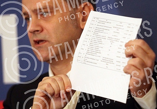 Deputy Chairman of the Freedom and Justice Party Borko Stefanovic at a press conference on the Kokez case.Zamenik predsednika Stranke slobode i pravde Borko Stefanovic na konfereciji za stampu o slucaju 
