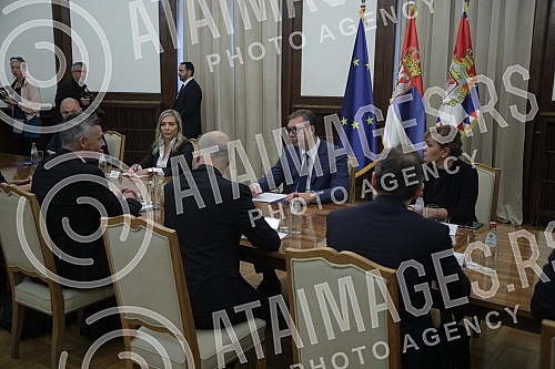 In the Presidency of Serbia, a meeting was held between President Aleksandar Vucic and the rapporteur of the European Parliament for Serbia, Vladimir Bilcik, and a member of the Delegation of the European Parliament's Committee for Stabilization and 