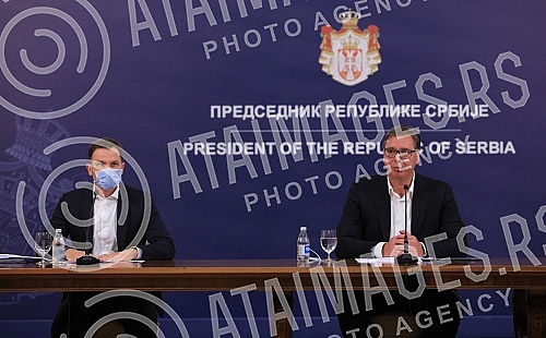 The President of the Republic of Serbia, Aleksandar Vucic, held a press conference in the building of the General Secretariat of the President of the Republic of Serbia.Predsednik Republike Srbije Aleksandar Vucic odrzao je konferenciju za novinare