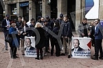 Supporters of the Serbian People's Party in front of the Kombank Hall, where the solemn session of the Main Board of the Serbian People's Party is being held.Pristalice Srpske narodne partije ispred Kombank dvorane gde se odrzava  svecane sednica G