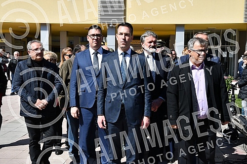 Marking the 23rd anniversary of the NATO bombing of FR Yugoslavia in 1999 - commemoration of soldiers from the territory of the Raska administrative district near the monument and fountain on Jovan Saric Square in front of the City Administration of 