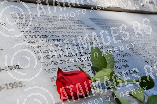 Marking the 23rd anniversary of the NATO bombing of FR Yugoslavia in 1999 - commemoration of soldiers from the territory of the Raska administrative district near the monument and fountain on Jovan Saric Square in front of the City Administration of 