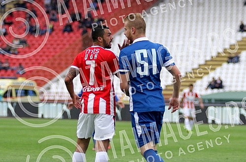 Serbian football Super League play-off match between FK Crvena Zvezda and FK Vojvodina played at Partizan stadium.  Utakmica plejofa fudbalske Super Lige Srbije izmedju FK Crvena Zvezda i FK Vojvodina odigrana na stadionu Partizana.