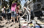 Kosovska street closed due to the sale of used books.Kosovska ulica zatvorena zbog prodaje polovnih knjiga.