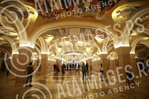 Easter liturgy in the crypt of St. Sava Temple in Vracar. The Easter liturgy is first served without worshipers because of a curfew introduced as a measure of protection against the spread of the virus corona epidemic.Vaskrnja liturgija u kripti Hra