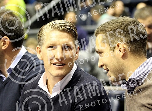 Football palyer of Manchester United Football Club Bastian Schweinsteiger (hausbant of Ana Ivanovic) watching the basketball game Partizan vs Union Olimpija in Belgrade.Igrac Mancester Junajteda i suprug Ane Ivanovic Bastian Schweinsteiger na kosark