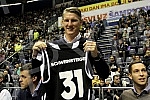 Football palyer of Manchester United Football Club Bastian Schweinsteiger (hausbant of Ana Ivanovic) watching the basketball game Partizan vs Union Olimpija in Belgrade.Igrac Mancester Junajteda i suprug Ane Ivanovic Bastian Schweinsteiger na kosark