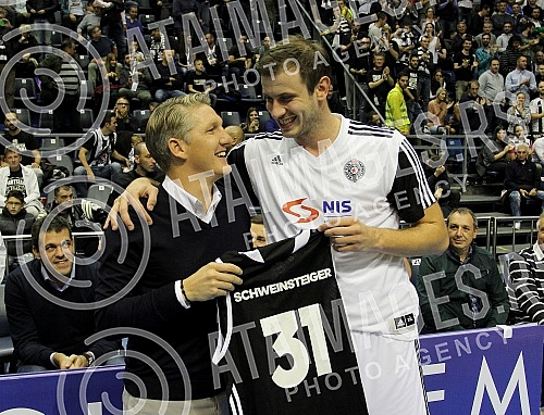 Football palyer of Manchester United Football Club Bastian Schweinsteiger (hausbant of Ana Ivanovic) watching the basketball game Partizan vs Union Olimpija in Belgrade.Igrac Mancester Junajteda i suprug Ane Ivanovic Bastian Schweinsteiger na kosark