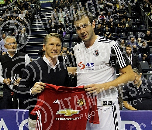 Football palyer of Manchester United Football Club Bastian Schweinsteiger (hausbant of Ana Ivanovic) watching the basketball game Partizan vs Union Olimpija in Belgrade.Igrac Mancester Junajteda i suprug Ane Ivanovic Bastian Schweinsteiger na kosark