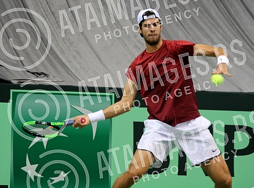 Tennis match between Serbia and Russia in World Group, 1st round held in sport hall Cair.Mec prvog kola (1.) Svetske grupe izmedju Srbije i Rusije odigran u Hali Cair.