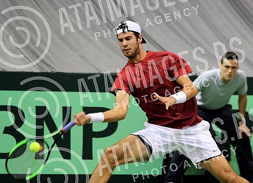 Tennis match between Serbia and Russia in World Group, 1st round held in sport hall Cair.Mec prvog kola (1.) Svetske grupe izmedju Srbije i Rusije odigran u Hali Cair.