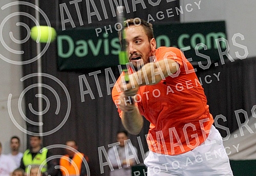 Tennis match between Serbia and Russia in World Group, 1st round held in sport hall Cair.Mec prvog kola (1.) Svetske grupe izmedju Srbije i Rusije odigran u Hali Cair.