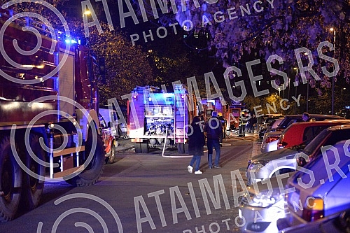 A fire in a residential building in Block 63 in New BelgradePozar u stambenoj zgradi u bloku 63 na Novom Beogradu.