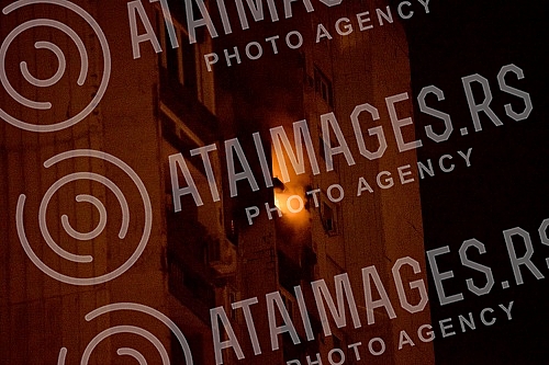 A fire in a residential building in Block 63 in New BelgradePozar u stambenoj zgradi u bloku 63 na Novom Beogradu.