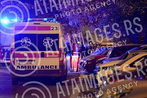 A fire in a residential building in Block 63 in New BelgradePozar u stambenoj zgradi u bloku 63 na Novom Beogradu.