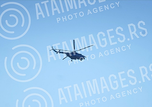 The KFOR helicopter is in charge of the region of the administrative crossing Jarinje, in the part of Kosovo and Metohija.Helikopter KFOR-a nadlece region administrativnog prelaza Jarinje, na delu Kosova i Metohije.