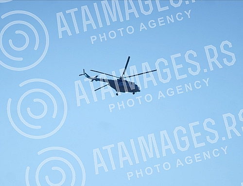 The KFOR helicopter is in charge of the region of the administrative crossing Jarinje, in the part of Kosovo and Metohija.Helikopter KFOR-a nadlece region administrativnog prelaza Jarinje, na delu Kosova i Metohije.