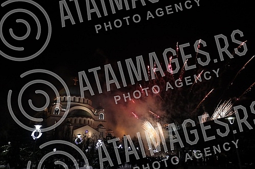 Traditional fireworks on the occasion of the Orthodox New Year's Eve at the Church of St. Sava.Tradicionalni vatromet povodom doceka Pravoslavne nove godine kod Hrama Svetog Save.