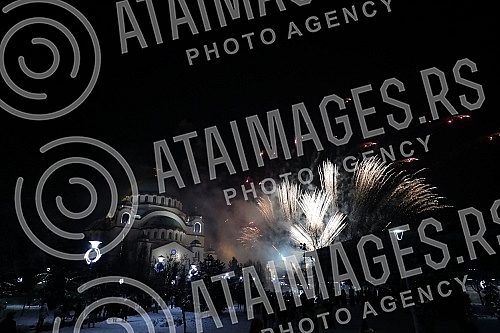 Traditional fireworks on the occasion of the Orthodox New Year's Eve at the Church of St. Sava.Tradicionalni vatromet povodom doceka Pravoslavne nove godine kod Hrama Svetog Save.