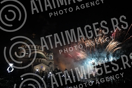 Traditional fireworks on the occasion of the Orthodox New Year's Eve at the Church of St. Sava.Tradicionalni vatromet povodom doceka Pravoslavne nove godine kod Hrama Svetog Save.